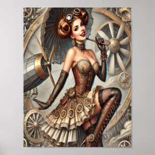 Steampunk Pin-Up Art, Poster 3, Glamour & Vintage