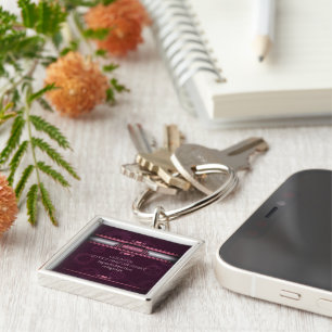 Steampunk, pink heart with Monogram nameplate Keychain