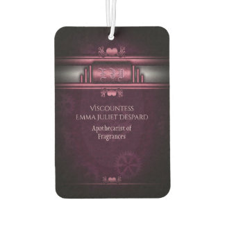 Steampunk, pink hearts on gears, Monogram Air Freshener
