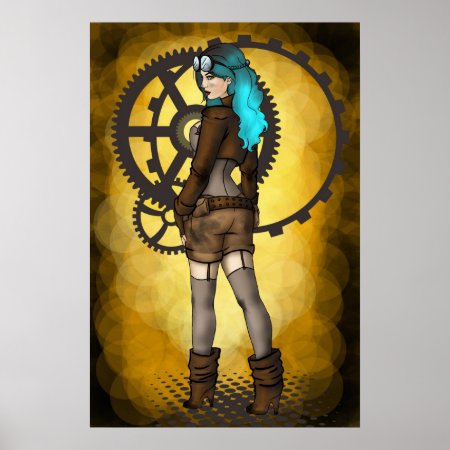 Steampunk Pinup Girl Poster