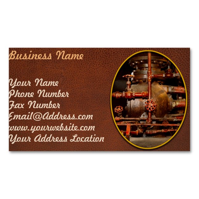 Steampunk - Pipe dreams Business Card Magnet (Front)