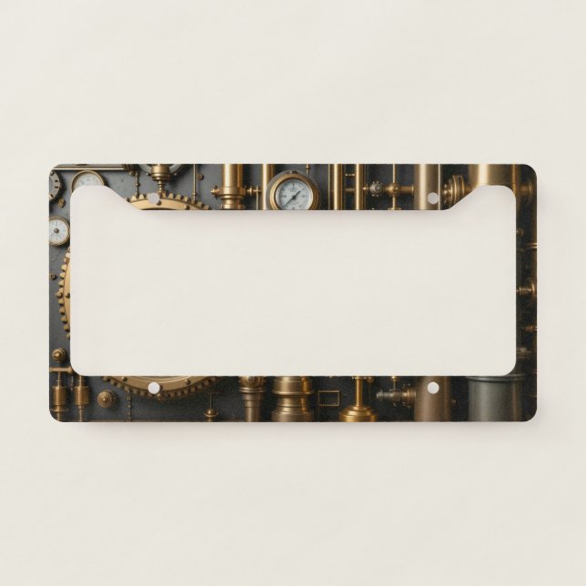Steampunk Pipes and Gauges License Plate License Plate Frame (Front)