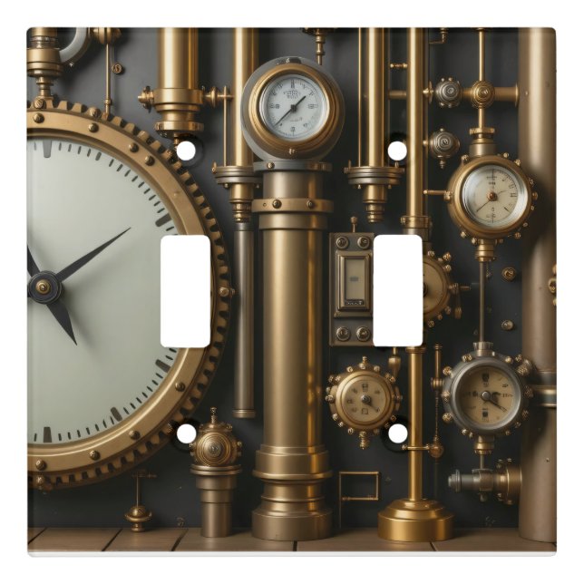 Steampunk Pipes and Gauges wall plate (Front)