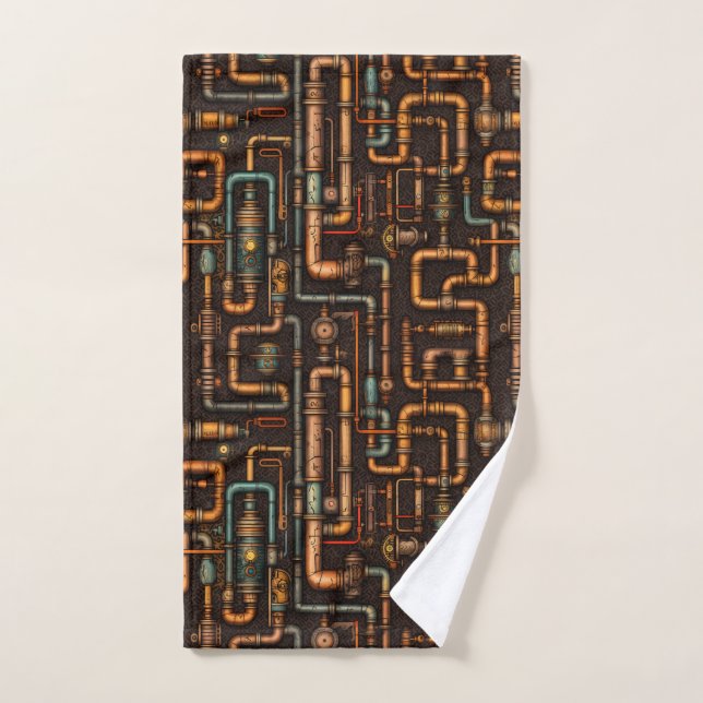 Steampunk pipes pattern hand towel  (Hand Towel)