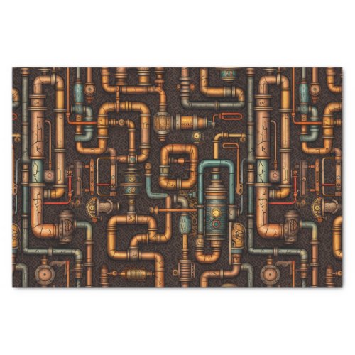 Steampunk pipes pattern tissue paper
