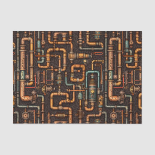 Steampunk pipes pattern tissue paper (Front)