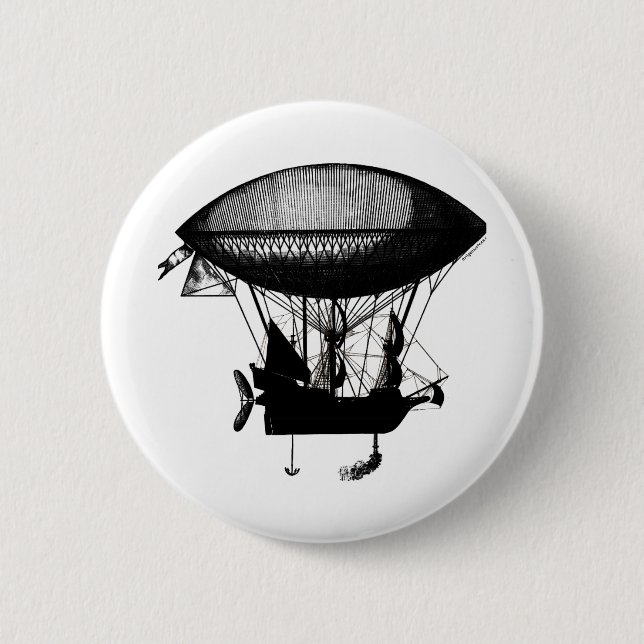 Steampunk pirate airship button (Front)