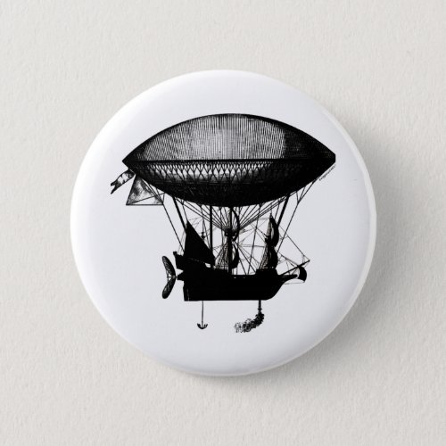 Steampunk pirate airship button