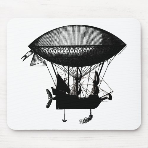 Steampunk pirate airship mouse pad
