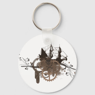 Steampunk pirate ship keychain