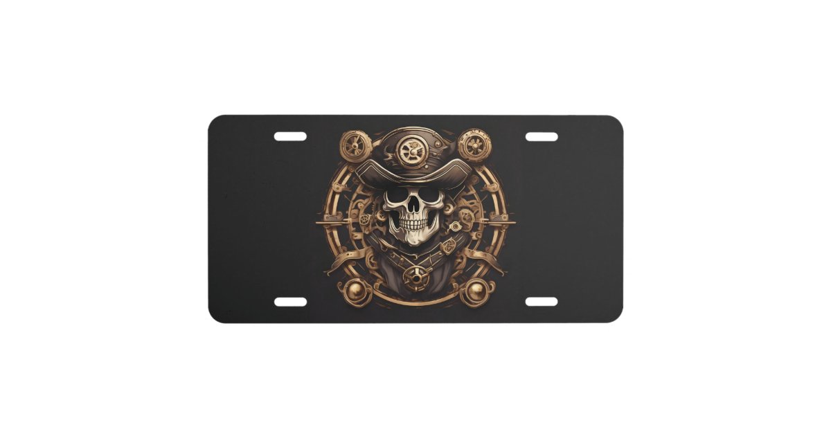Steampunk Pirate Skull License Plate | Zazzle