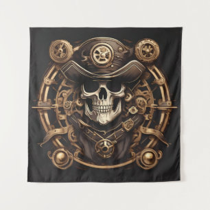Steampunk Pirate Skull Tapestry