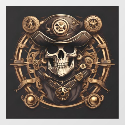 Steampunk Pirate Skull Window Cling