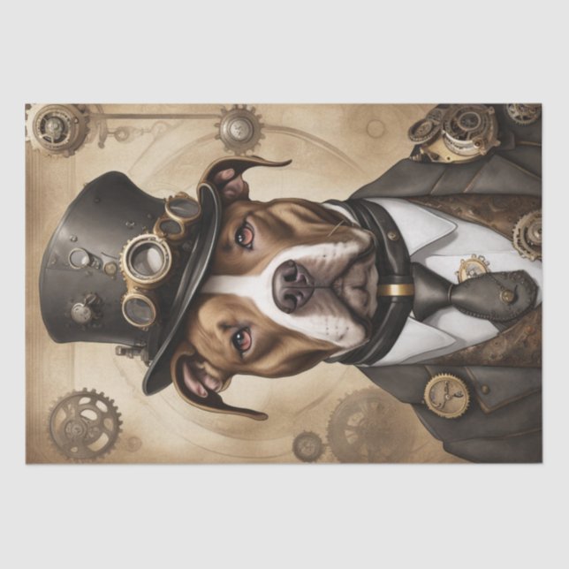  Steampunk Pitbull Decoupage Paper (Front)