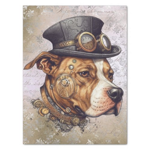 Steampunk Pitbull Dog Tissue Paper