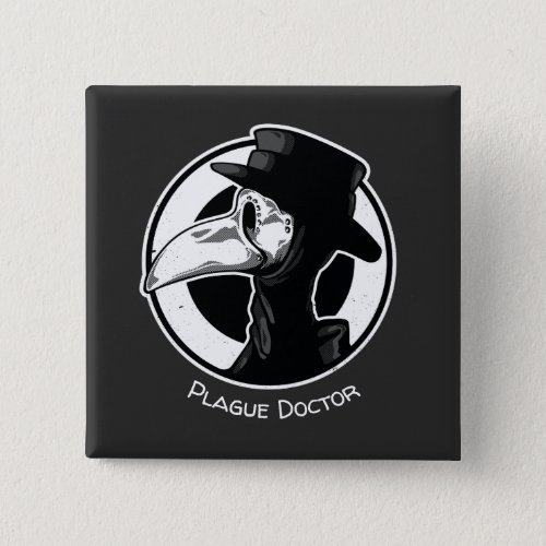 Steampunk Plague Doctor Bird Mask BW Button
