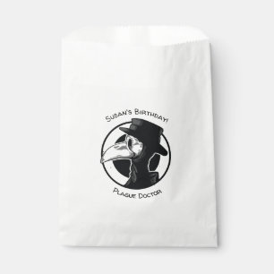 Steampunk Plague Doctor Bird Mask B/W Favor Bag