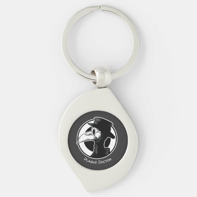 Steampunk Plague Doctor Bird Mask B/W Keychain (Front)