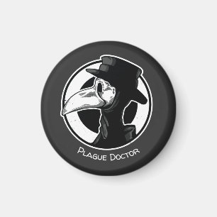 Steampunk Plague Doctor Bird Mask B/W Magnet