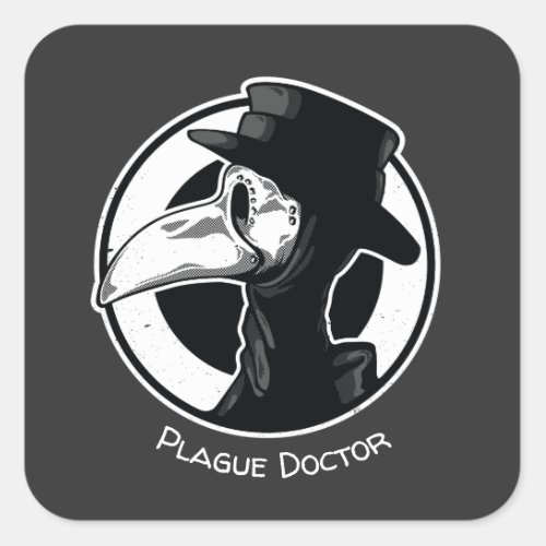 Steampunk Plague Doctor Bird Mask BW Square Sticker