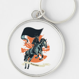 Steampunk Plague Rider Doctor on Horseback w/Flag Keychain
