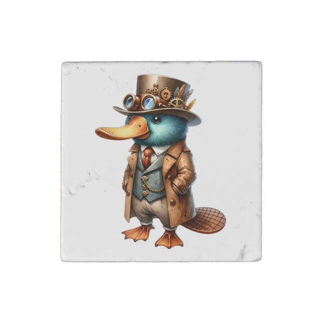 Steampunk Platypus Stone Magnet (Front)