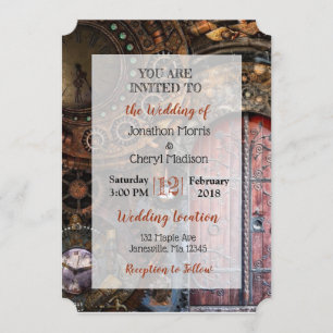 Steampunk Pocket watch Wedding Invitations
