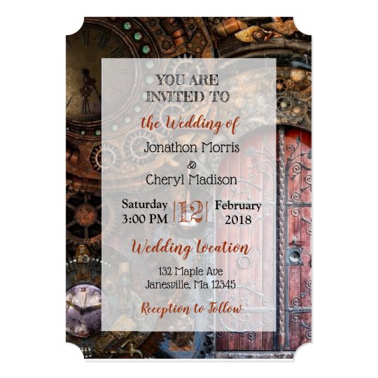 Steampunk Pocket Watch Wedding Invitations Zazzle Com