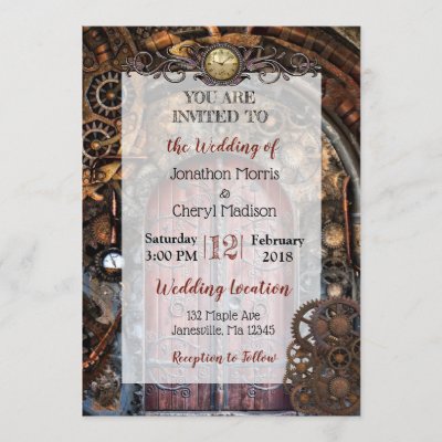 Steampunk Pocket watch Wedding Invitations