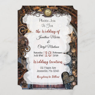 Steampunk Pocket watch Wedding Invitations