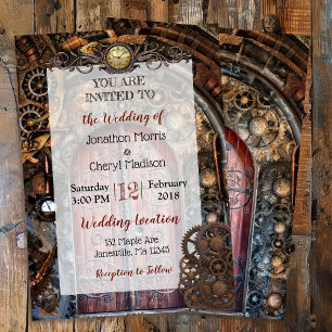 Steampunk Pocket watch Wedding Invitations