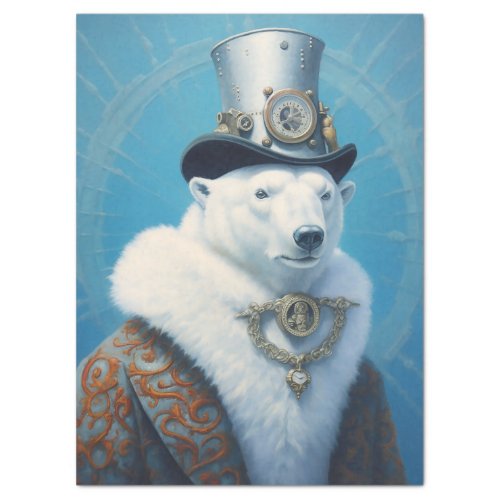 Steampunk Polar Bear Decoupage Tissue Paper