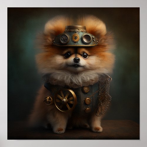 Steampunk Pomeranian Poster