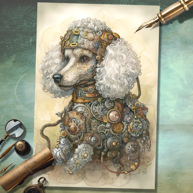 Steampunk Poodle 1 Decoupage Paper (Creator Uploaded)