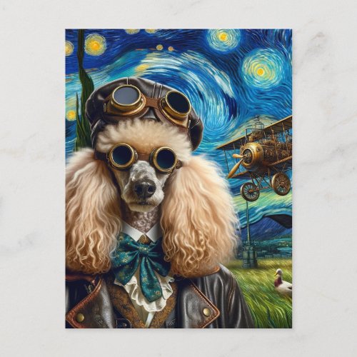 Steampunk Poodle Van Gogh Postcard