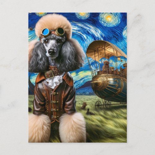 Steampunk Poodle Van Gogh Postcard