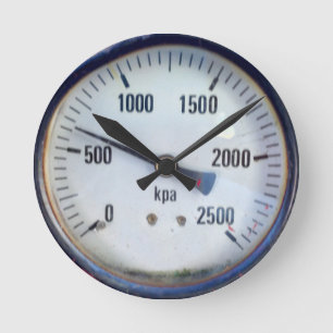Steampunk Pressure Gauge Round Clock