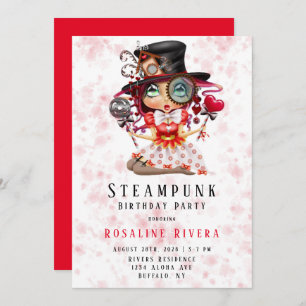 Steampunk Preteen Girl Birthday Party Invitation