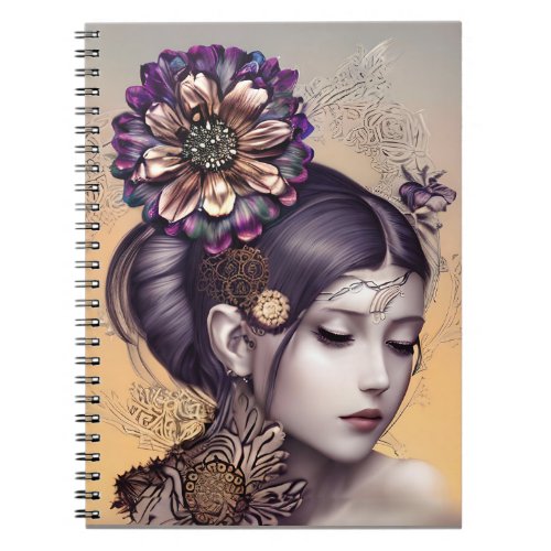 Steampunk Princess with a Copper Colored Flower Notebook