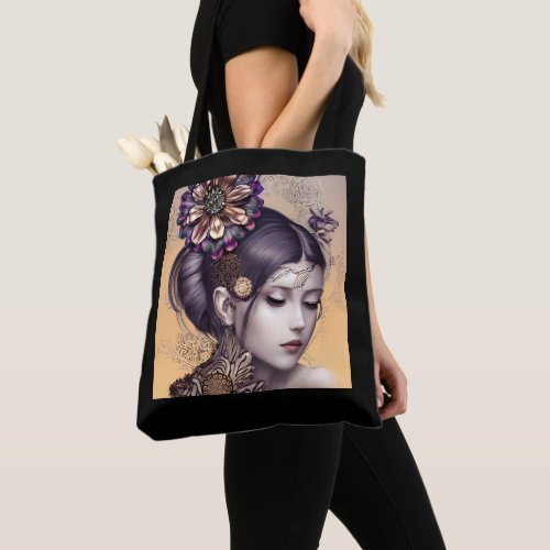 Steampunk Princess with a Copper Colored Flower Tote Bag