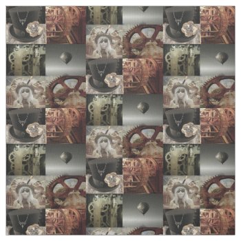 Steampunk Printed Cotton Fabric by SteampunkTraveller at Zazzle