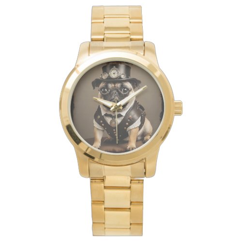 Steampunk Pug Artistic Portrait Watch