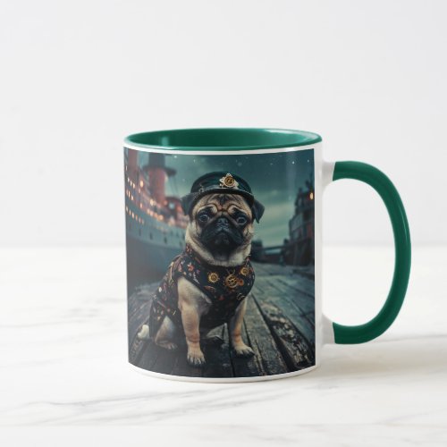 Steampunk Pug Shipmaster Portrait Mug