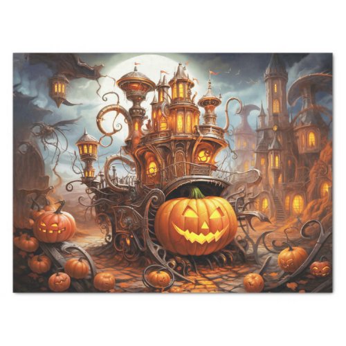 Steampunk Pumpkin Patch Halloween Decoupage Tissue Paper
