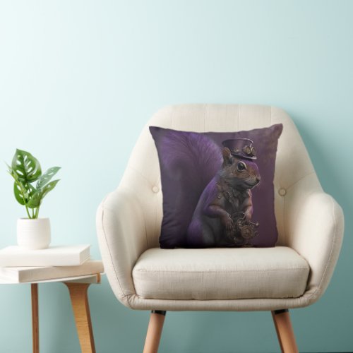 Steampunk Purple Squirrel Photo Throw Pillow