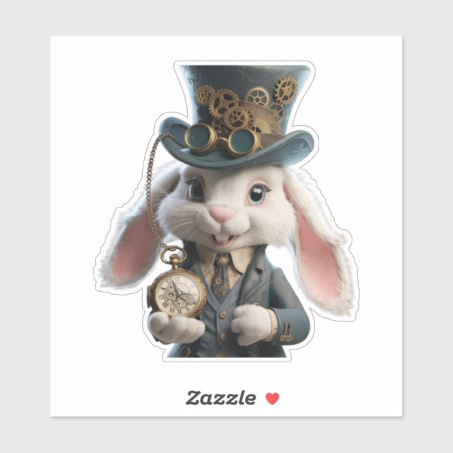 Steampunk Rabbit Art Sticker (Sheet)