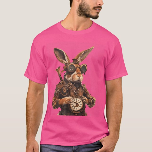 Steampunk Rabbit Fantasy Animal Art T-Shirt (Front)