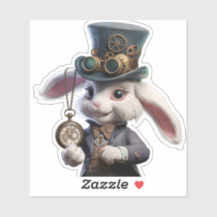 Steampunk Rabbit Illustration Sticker