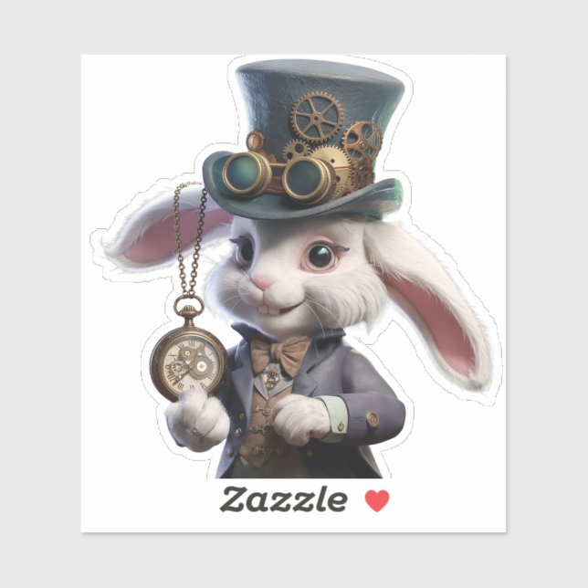 Steampunk Rabbit Illustration Sticker (Sheet)