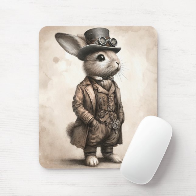 Steampunk Rabbit Mouse Pad (With Mouse)
